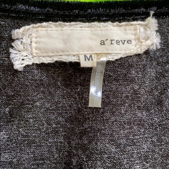 A’REVE Grey Ruffle Knit Bohemian Sweater Dress Medium Career Casual Dressy - Picture 6 of 7